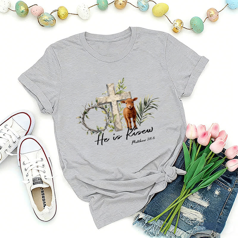 Christianartworkshop He Is Risen Matthew 28:6 Premium T-Shirt - Grey - 2XL - image 6