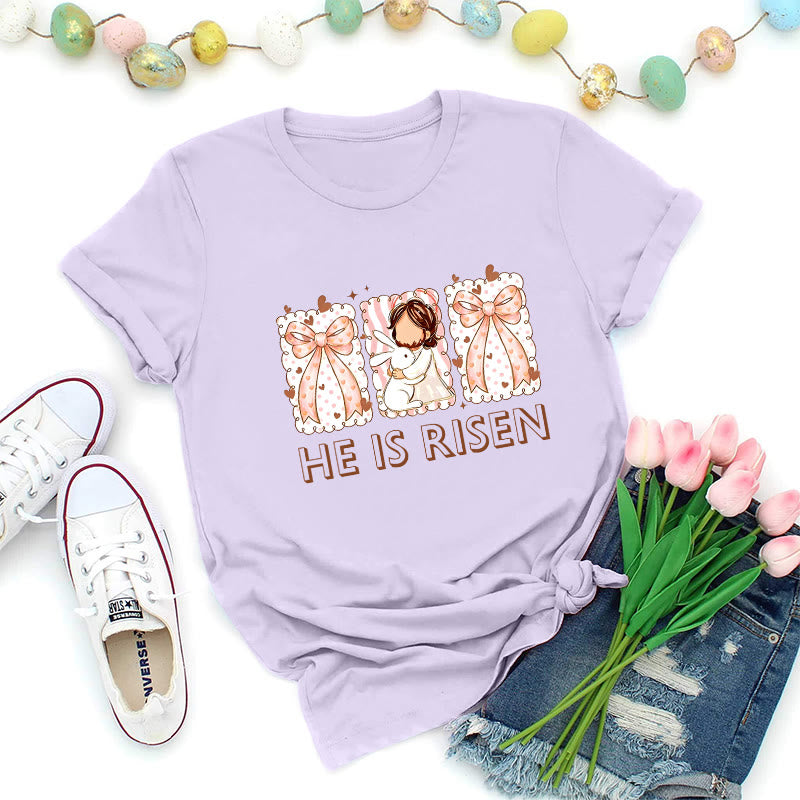 Christianartworkshop Easter Bunny Girl Resurrection T-Shirt - Purple - 2XL - image 1