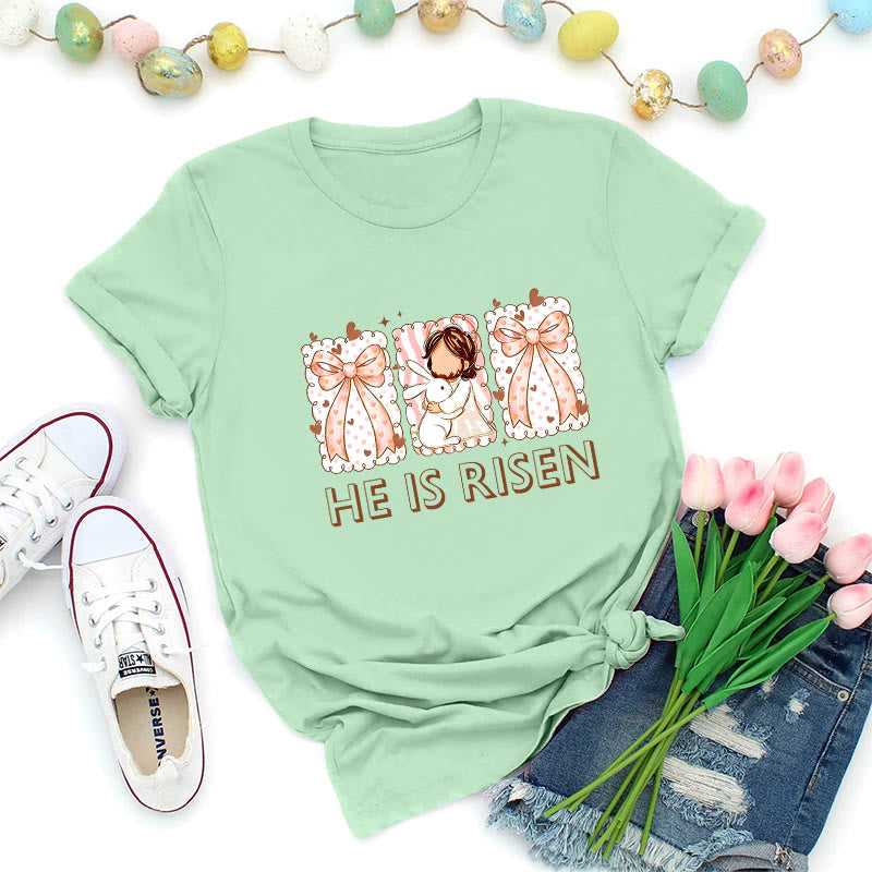 Christianartworkshop Easter Bunny Girl Resurrection T-Shirt - Light Green - 2XL - image 2