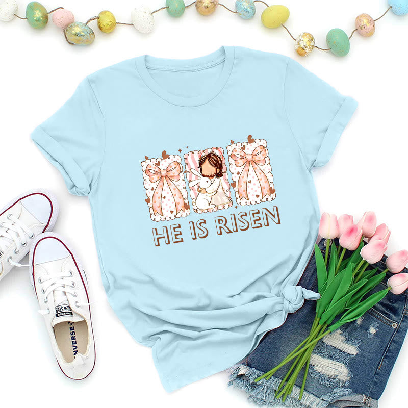 Christianartworkshop Easter Bunny Girl Resurrection T-Shirt - Blue - 2XL - image 3