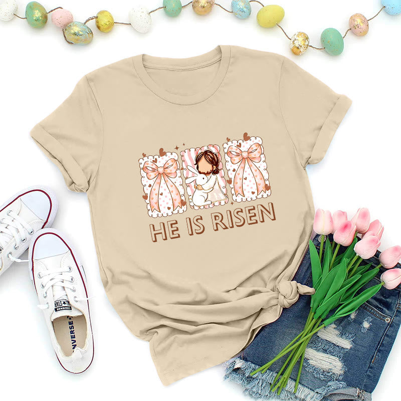 Christianartworkshop Easter Bunny Girl Resurrection T-Shirt - Beige - 2XL - image 4