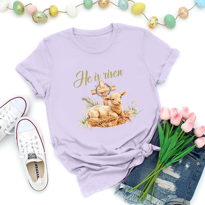 Christianartworkshop Lamb & Cross Easter T-Shirt - Purple - 2XL - image 2