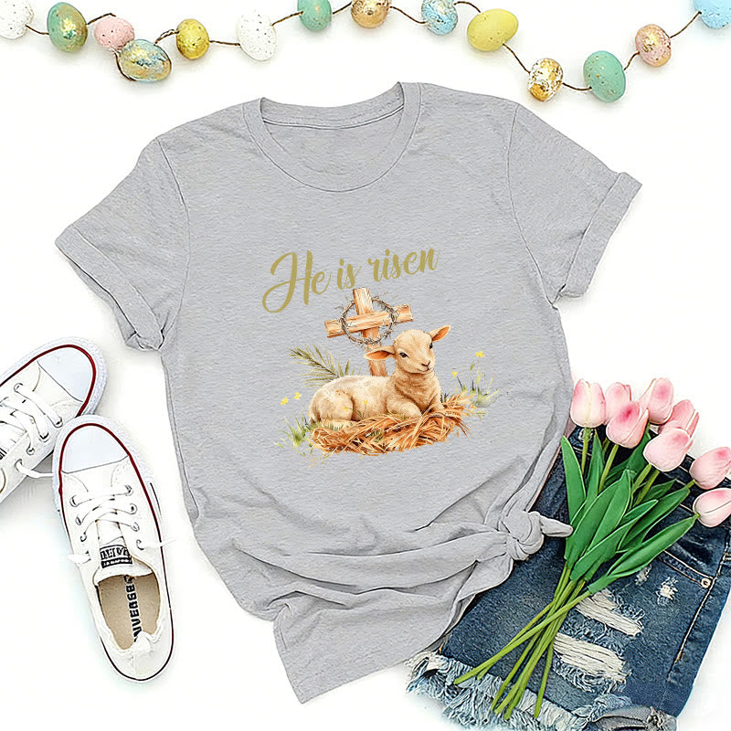 Christianartworkshop Lamb & Cross Easter T-Shirt - Grey - 2XL - image 7