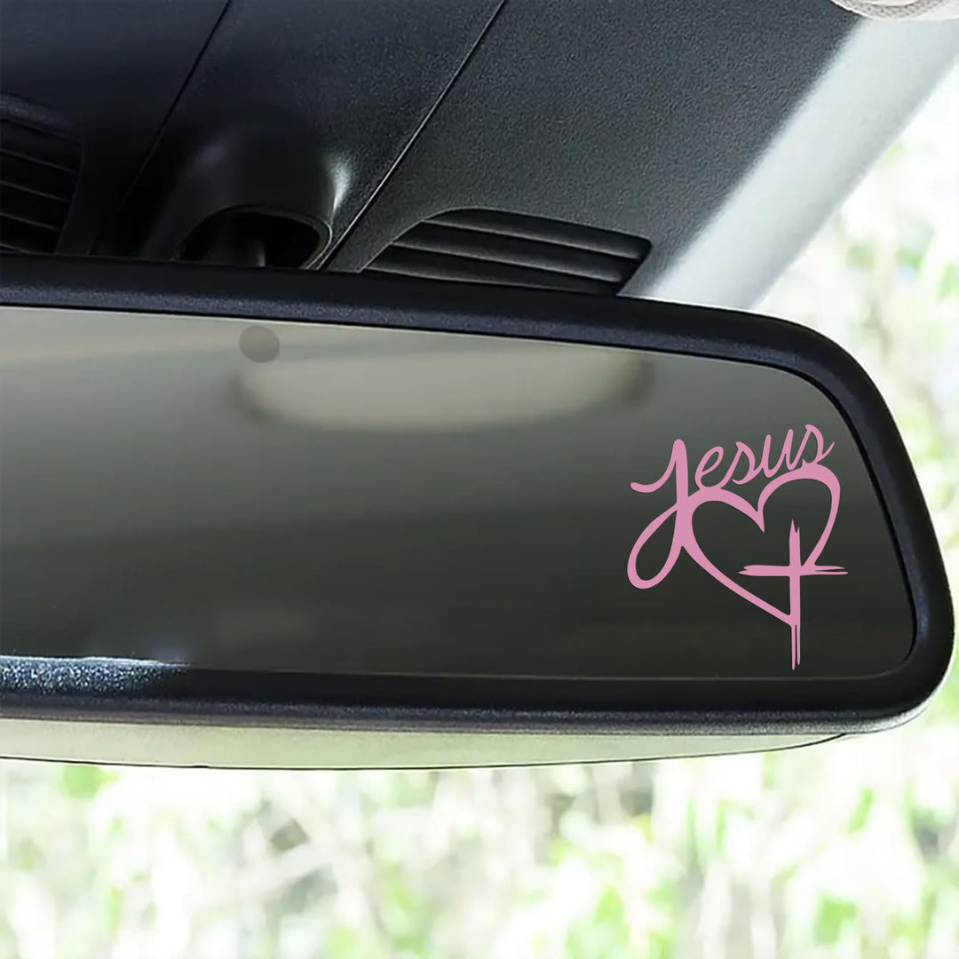 Christianartworkshop Jesus Heart & Cross Accent Car Sticker: A Gentle Nudge to Pause and Pray - Pink - Set of 10 - image 6