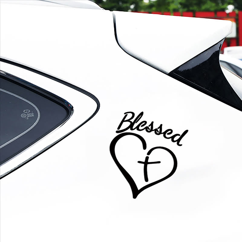 Christianartworkshop Blessed Heart & Cross Accent Car Sticker: A Gentle Nudge to Pause and Pray - image 1