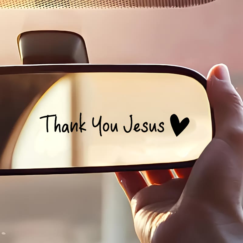 Christianartworkshop Thank You Jesus Heart Car Sticker: A Symbol of Grateful Faith for Vehicle Decor - Black - Set of 10 - image 0
