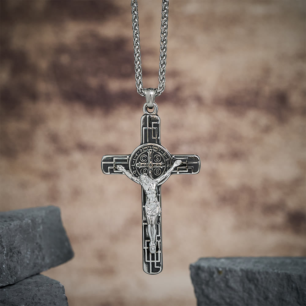 Christianartworkshop Classic Retro Style Crucifix St. Benedict Medal Protection Pendant Necklace - image 12