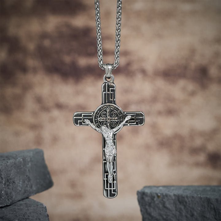 Christianartworkshop Classic Retro Style Crucifix St. Benedict Medal Protection Pendant Necklace - image 12