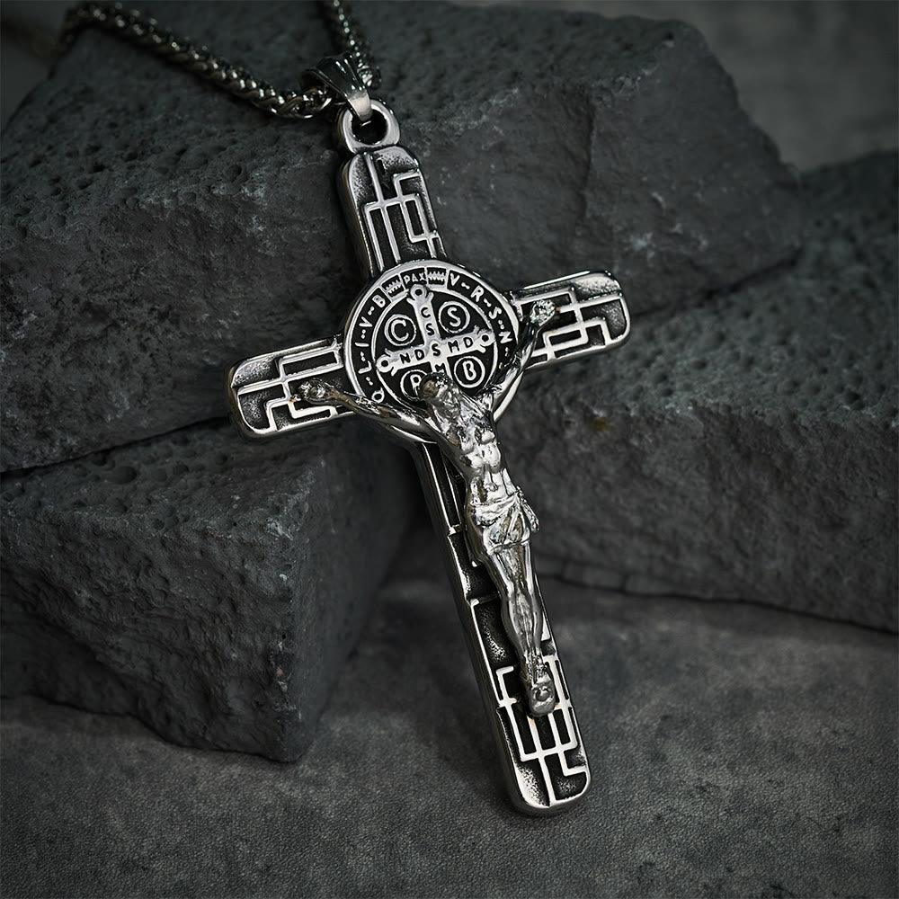 Christianartworkshop Classic Retro Style Crucifix St. Benedict Medal Protection Pendant Necklace - image 14