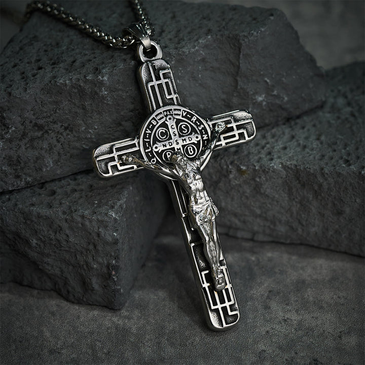 Christianartworkshop Classic Retro Style Crucifix St. Benedict Medal Protection Pendant Necklace - image 14
