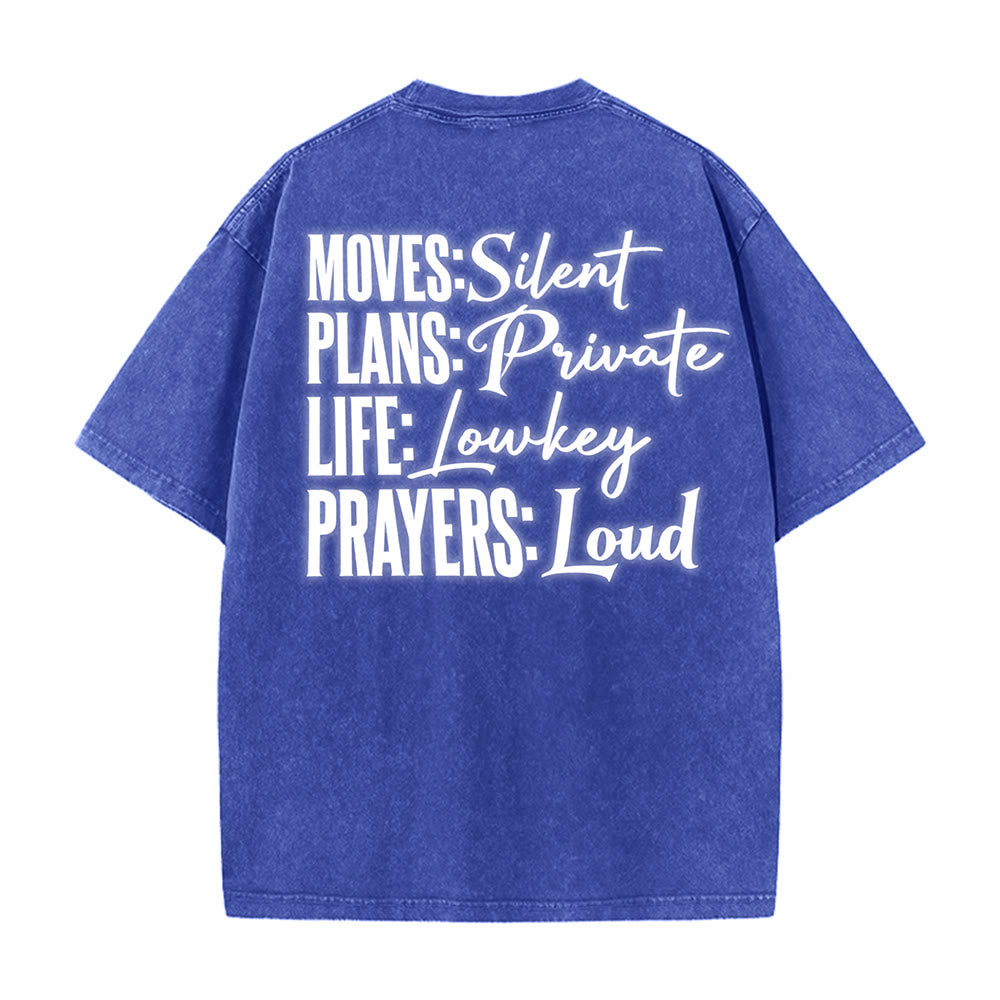 Christianartworkshop Moves Silent Prayers Loud Stylized Cross Mixed Lettering Unisex Washed T-shirt - image 11