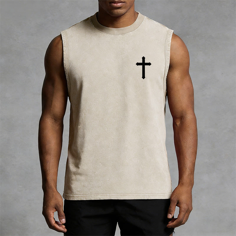 Christianartworkshop Not By My Strength But His Faith Statement Unisex Washed Tank Top - image 8