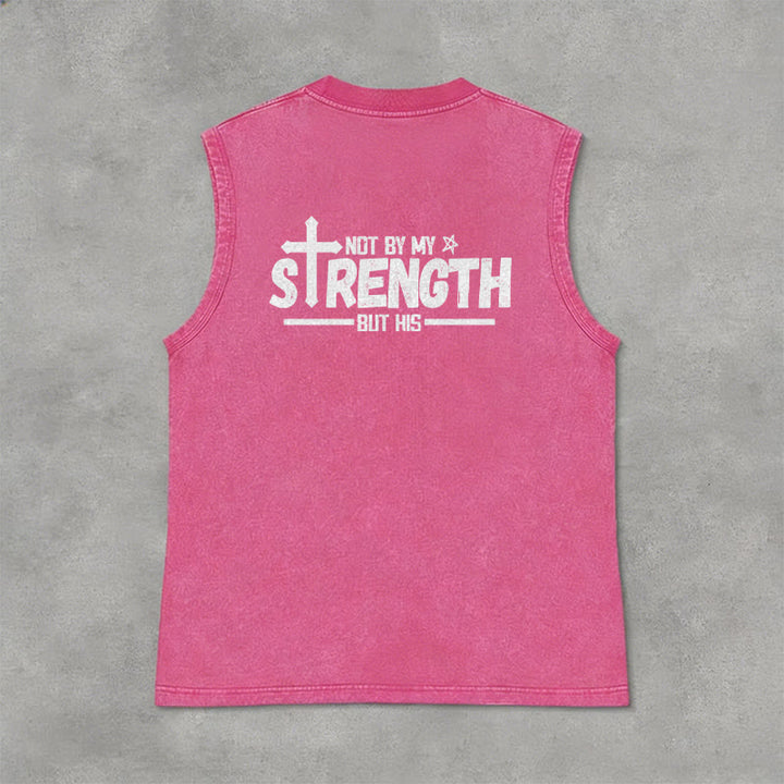 Christianartworkshop Not By My Strength But His Faith Statement Unisex Washed Tank Top - image 33