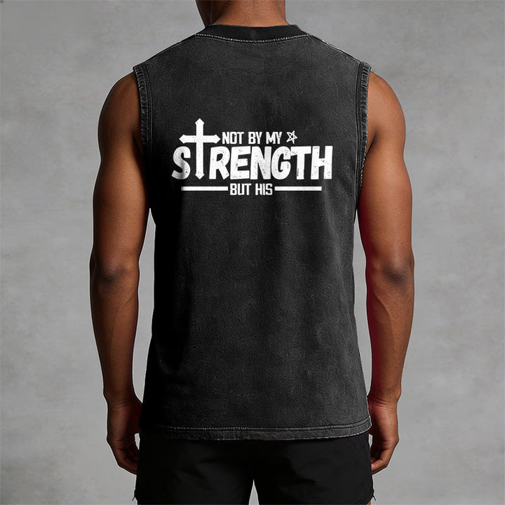 Christianartworkshop Not By My Strength But His Faith Statement Unisex Washed Tank Top - image 22