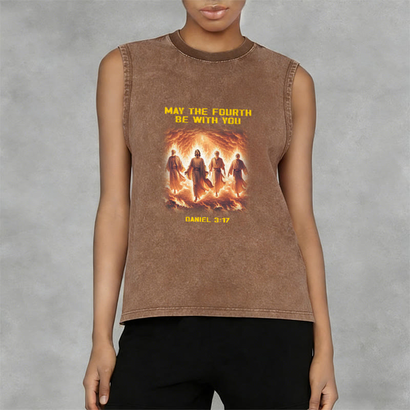 Christianartworkshop May the Fourth Be With You Daniel 3:17 Unisex Washed Tank Top - image 8