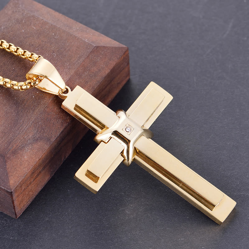 Christianartworkshop Layered Cross Pendant Necklace: Symbol of Faith and Eternal Grace - Golden - image 0