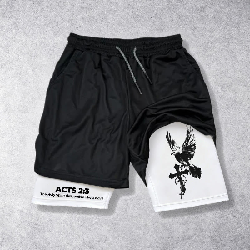 Christianartworkshop Acts 2:3 Holy Spirit Dove & Cross Performance Shorts - image 8