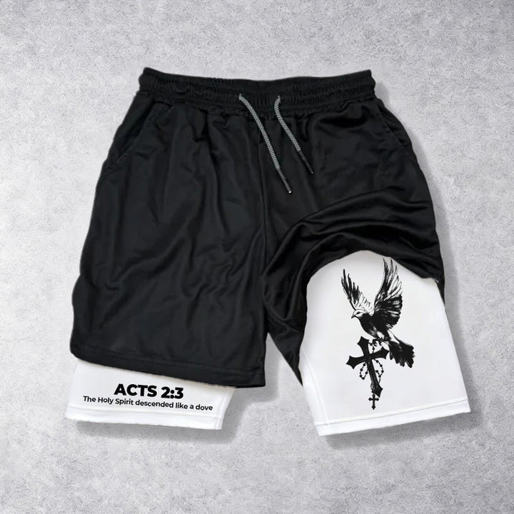 Christianartworkshop Acts 2:3 Holy Spirit Dove & Cross Performance Shorts - image 8