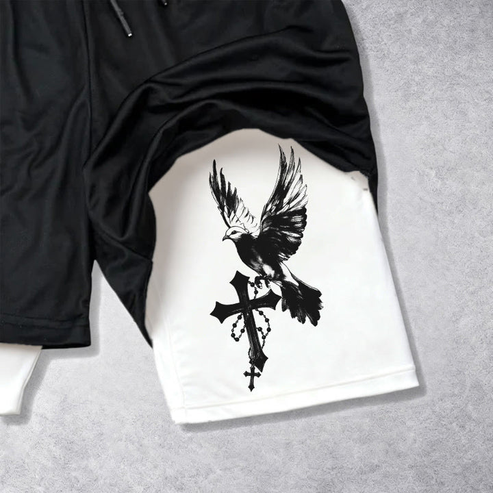 Christianartworkshop Acts 2:3 Holy Spirit Dove & Cross Performance Shorts - image 6