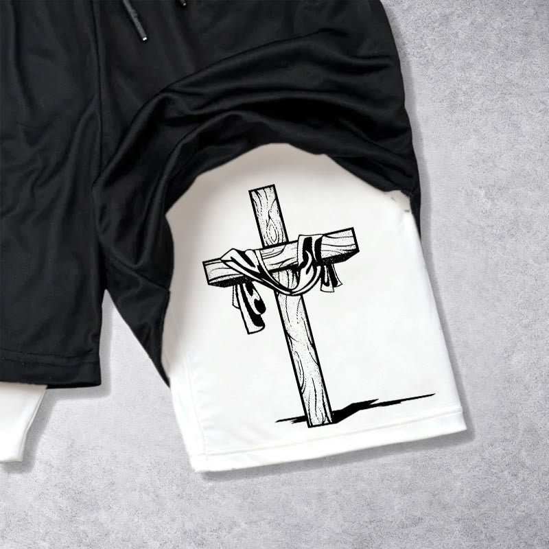 Christianartworkshop He Is Risen Resurrection Cross Performance Shorts - image 2