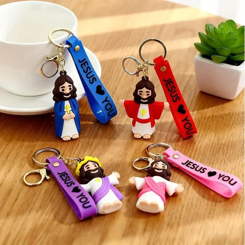 Christianartworkshop Jesus & JESUS LOVE YOU Heartfelt Daily Accessory Keychain - Set of 4pcs - image 0