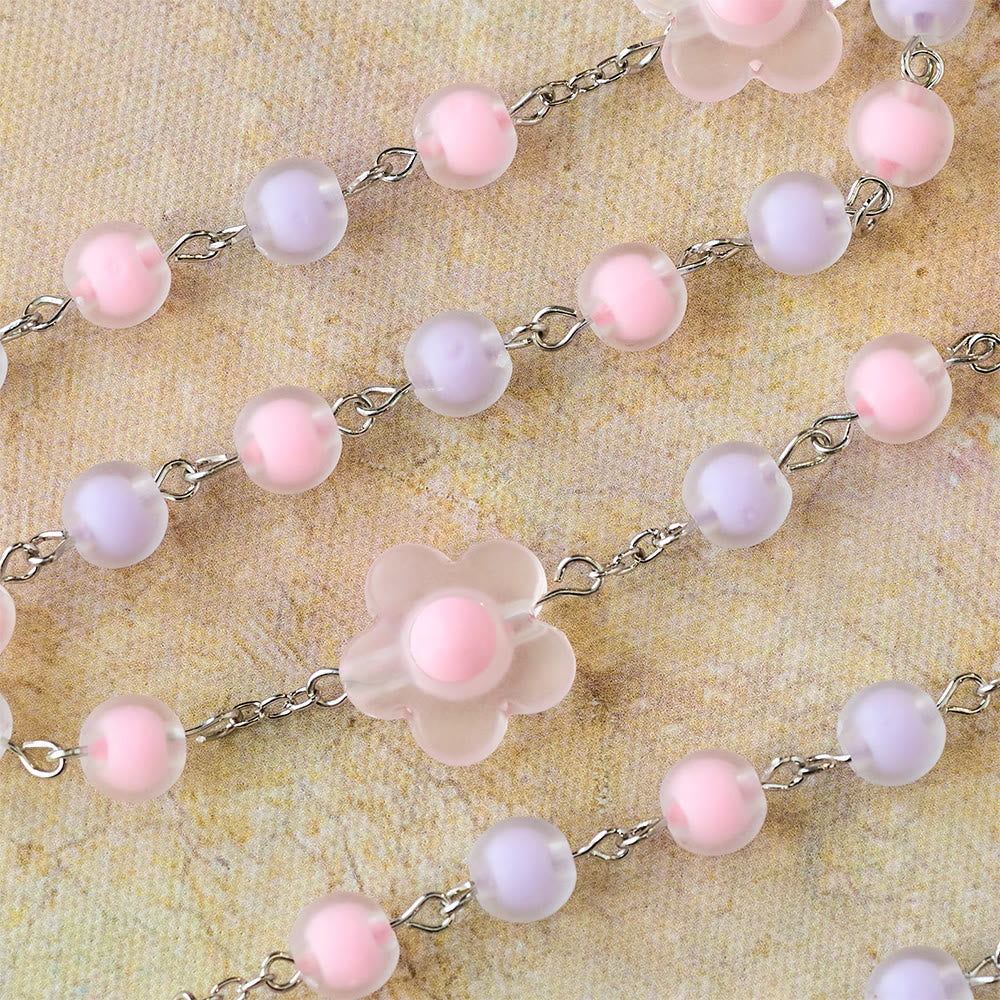 Christianartworkshop Pastel Bead Floral Cluster Rosary: A Symbol of Marian Purity and Faith - image 4