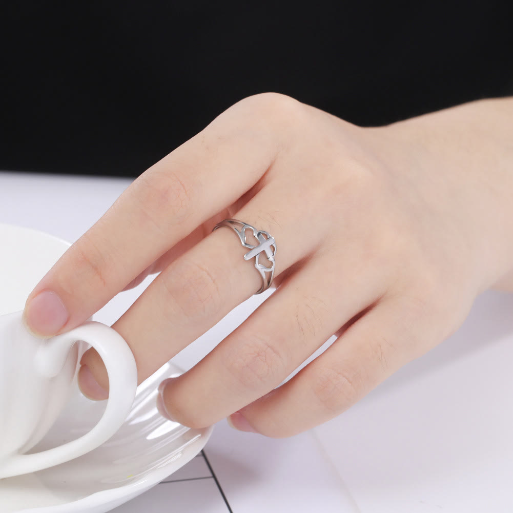 Christianartworkshop Cross & Heart Cutout Ring: A Symbol of Christ’s Love & Faithful Devotion - image 1