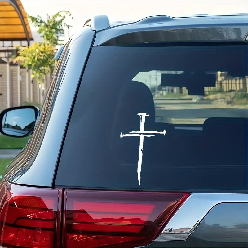 Christianartworkshop Distressed Cross Vinyl Sticker: Weather-Resistant for Car Window Display - image 4