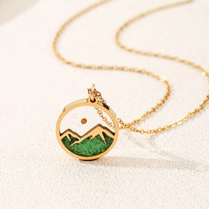 Christianartworkshop Glow-in-the-Dark Mustard Seed Mountain Necklace: A Symbol of Faith’s Light in Darkness - Green - image 0