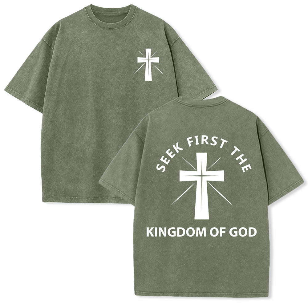 Christianartworkshop Seek First the Kingdom of God Unisex Washed T-Shirt - Army Green - 5XL - image 9