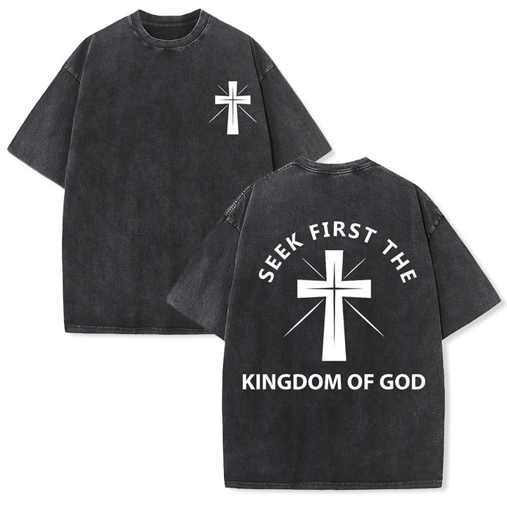 Christianartworkshop Seek First the Kingdom of God Unisex Washed T-Shirt - Black - 5XL - image 0
