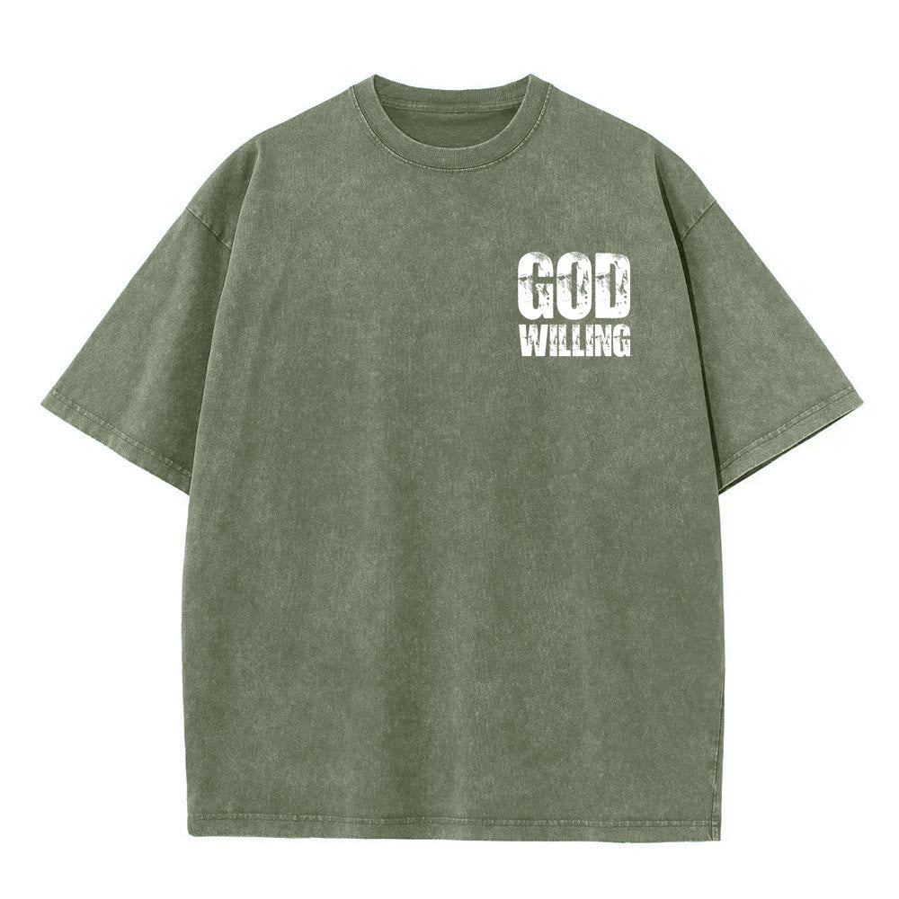 Christianartworkshop God Willing Pray Love Live Unisex Washed T-Shirt - image 14