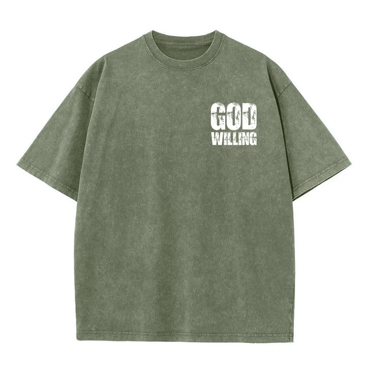 Christianartworkshop God Willing Pray Love Live Unisex Washed T-Shirt - image 14