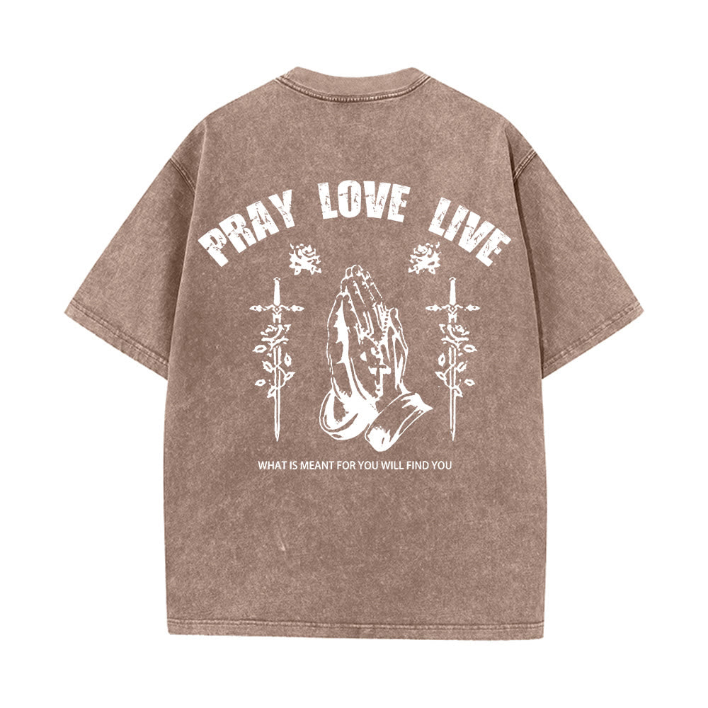 Christianartworkshop God Willing Pray Love Live Unisex Washed T-Shirt - image 16