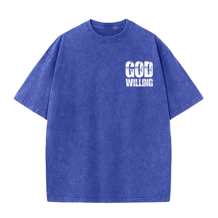 Christianartworkshop God Willing Pray Love Live Unisex Washed T-Shirt - image 2