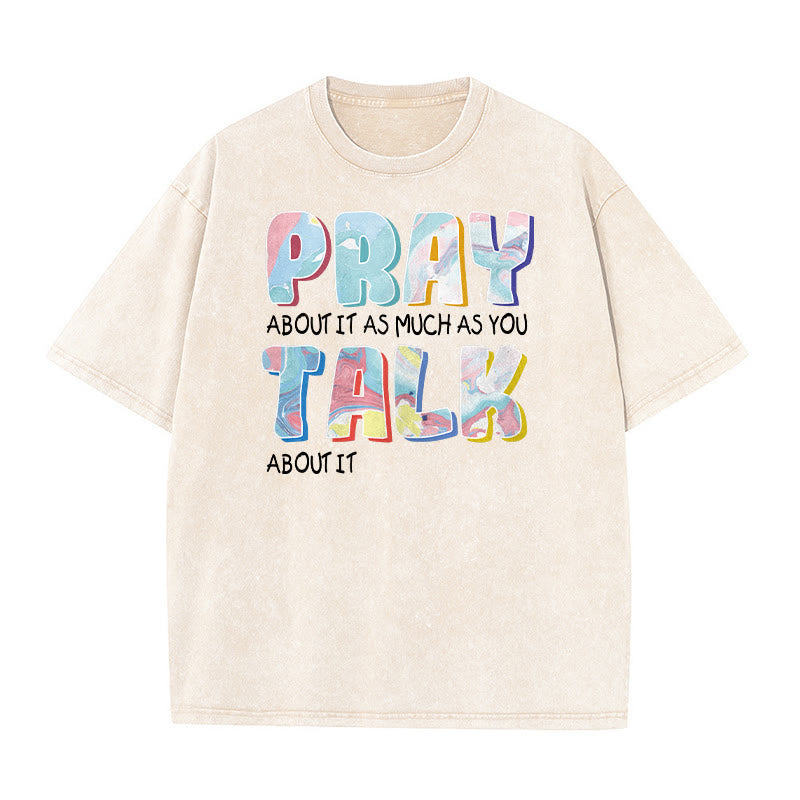 Christianartworkshop Pray About It As Much As You Talk About It Unisex Washed T-Shirt - Beige - 5XL - image 6