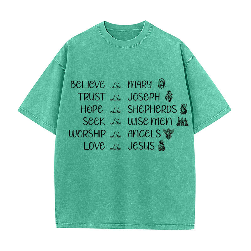 Christianartworkshop Bible Heroes Faith Statement Unisex Washed T-Shirt - Green - 5XL - image 2