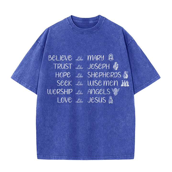 Christianartworkshop Bible Heroes Faith Statement Unisex Washed T-Shirt - Blue - 5XL - image 6