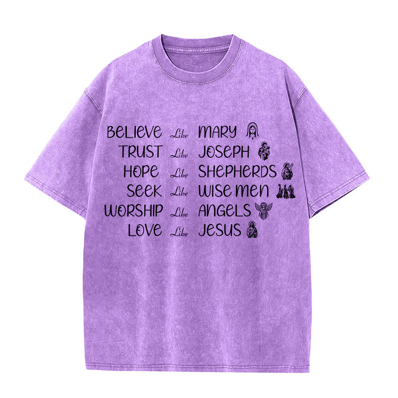 Christianartworkshop Bible Heroes Faith Statement Unisex Washed T-Shirt - Purple - 5XL - image 7