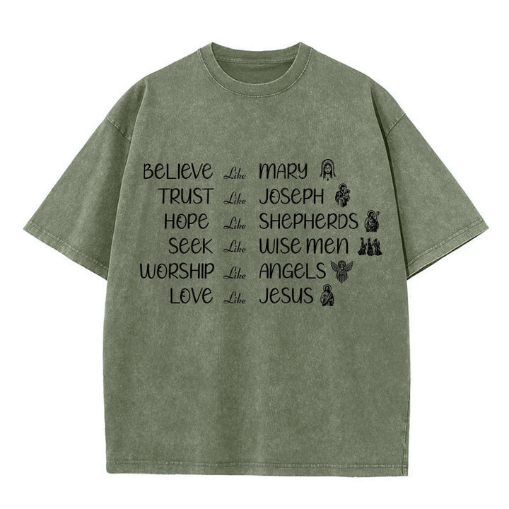 Christianartworkshop Bible Heroes Faith Statement Unisex Washed T-Shirt - Army Green - 5XL - image 3
