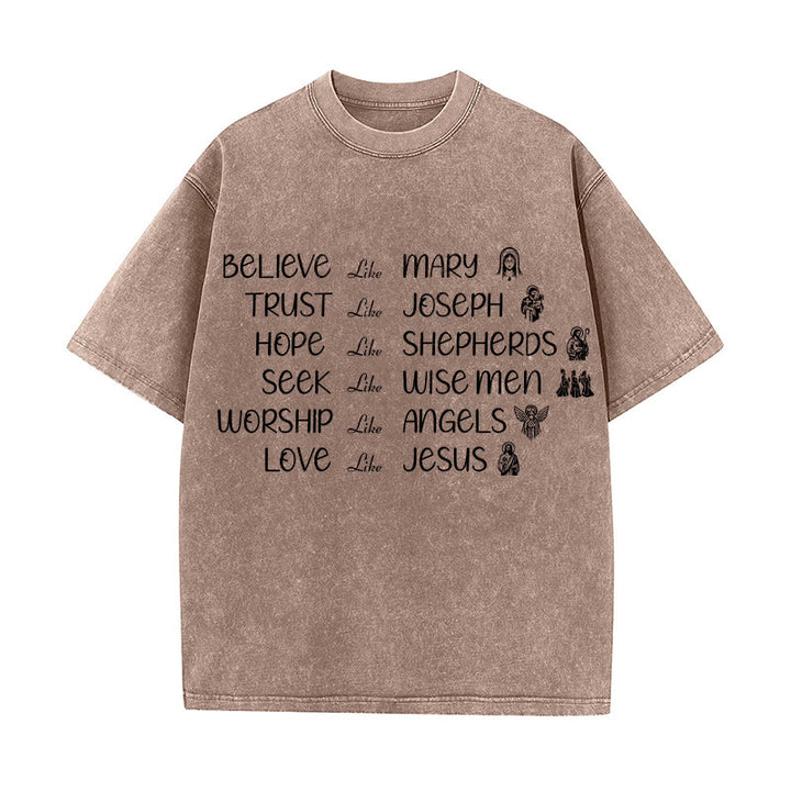 Christianartworkshop Bible Heroes Faith Statement Unisex Washed T-Shirt - Brown - 5XL - image 4