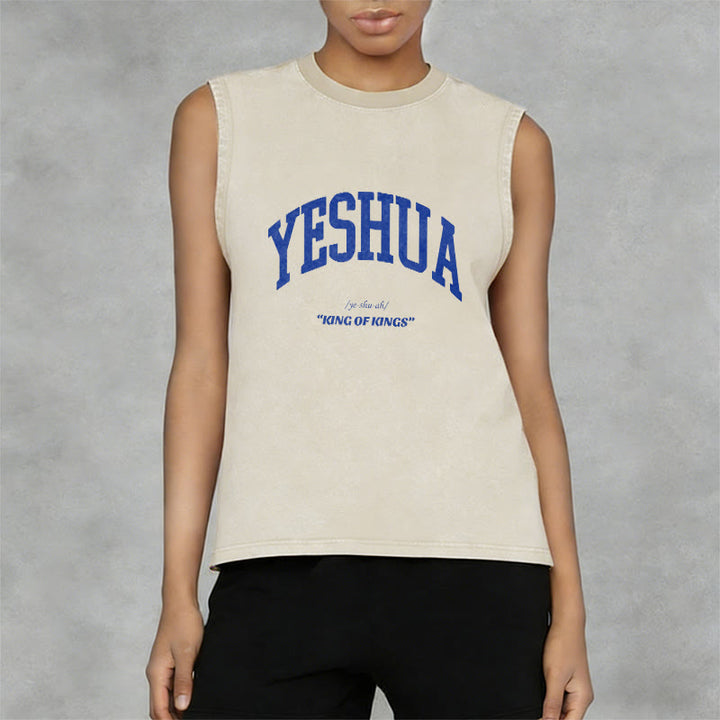 Christianartworkshop Yeshua King Of Kings Unisex Washed Tank Top - image 2