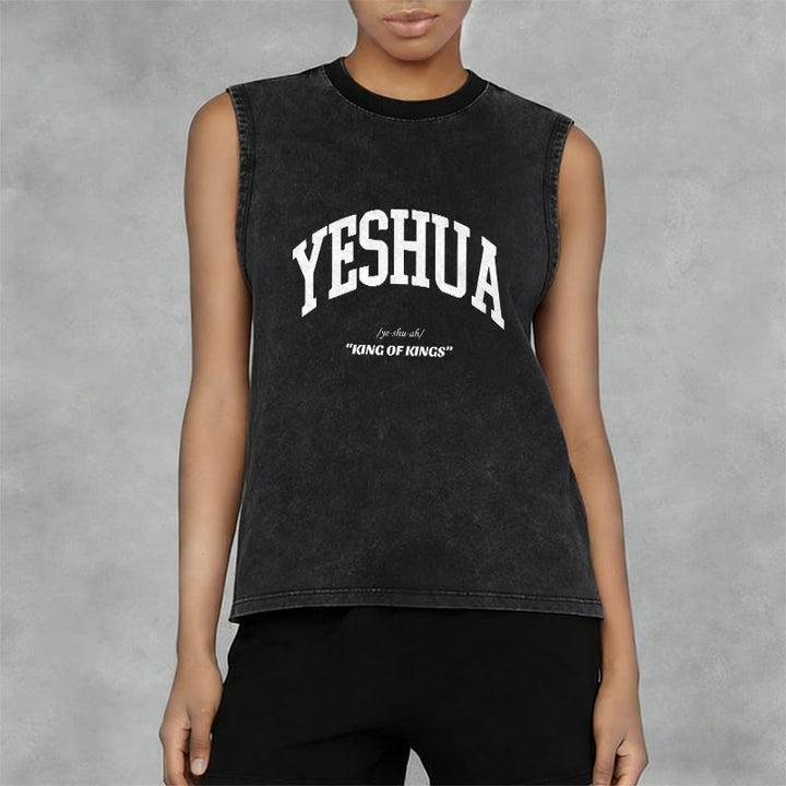 Christianartworkshop Yeshua King Of Kings Unisex Washed Tank Top - image 5