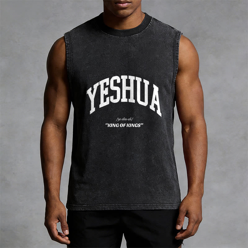 Christianartworkshop Yeshua King Of Kings Unisex Washed Tank Top - image 4