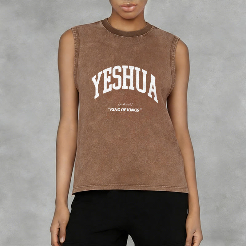 Christianartworkshop Yeshua King Of Kings Unisex Washed Tank Top - image 11