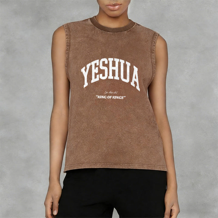 Christianartworkshop Yeshua King Of Kings Unisex Washed Tank Top - image 11