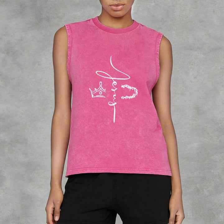 Christianartworkshop Jesus Crown Of Thorns Unisex Washed Tank Top - image 14