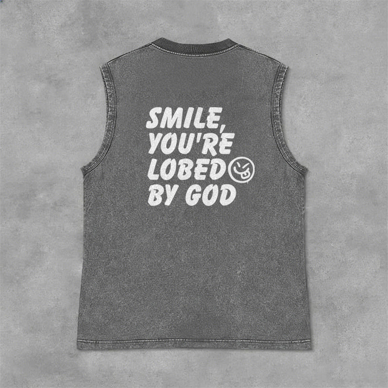 Christianartworkshop Smile You're Loved By God Unisex Washed Tank Top - image 8