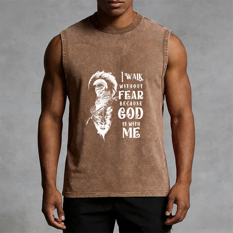 Christianartworkshop I Walk Without Fear God Is With Me Unisex Washed Tank Top - image 10