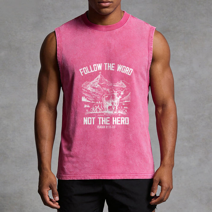 Christianartworkshop Follow The Word Not The Herd Unisex Washed Tank Top - image 13